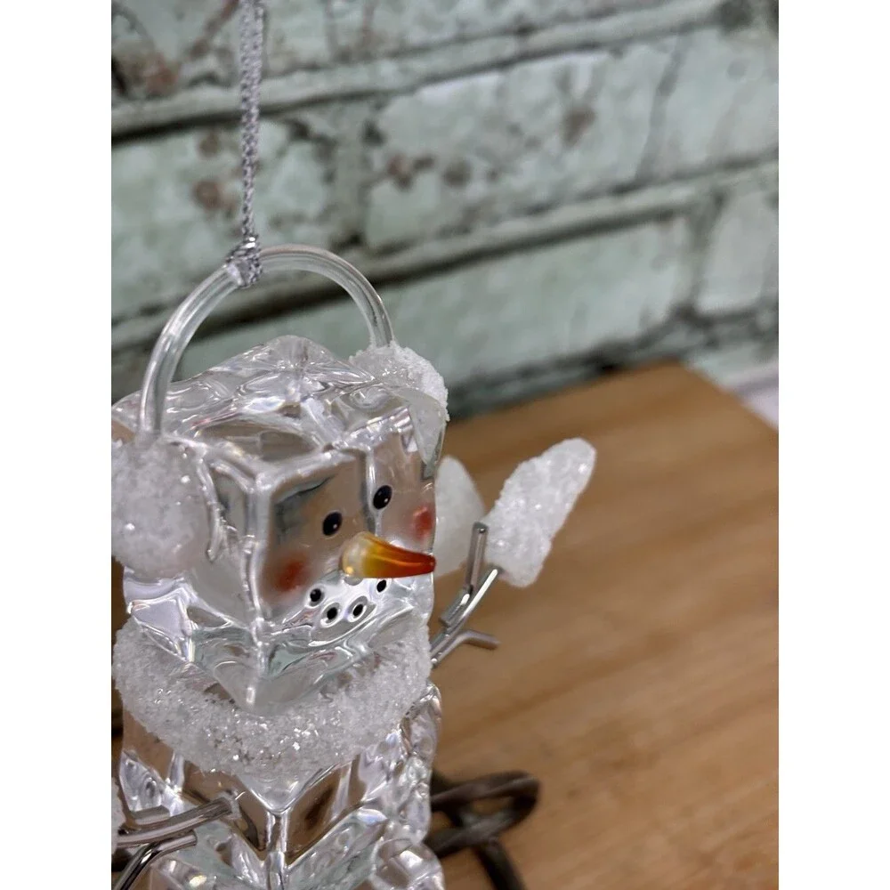 Ice Cube Snowman Acrylic Christmas Ornament Icicle Legs Midwest Of Cannon Falls